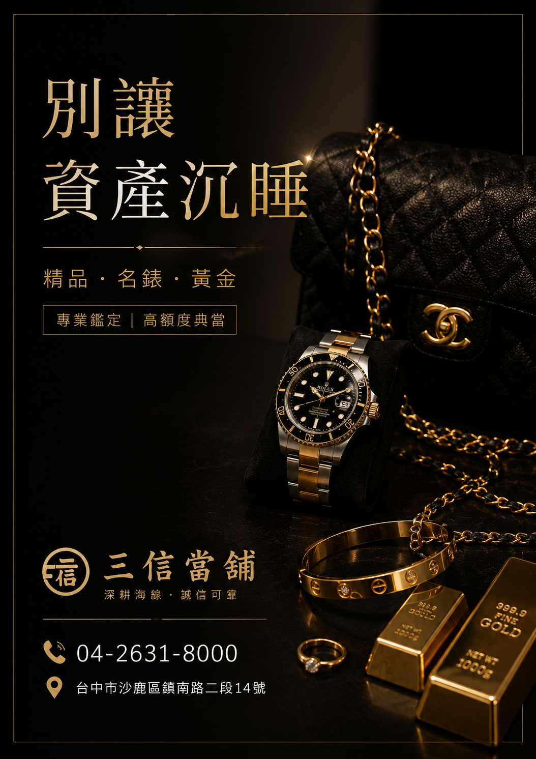Read more about the article 別讓你的名牌包與黃金躺在防潮箱哭泣！教你如何用資產槓桿點亮財務危機✨
